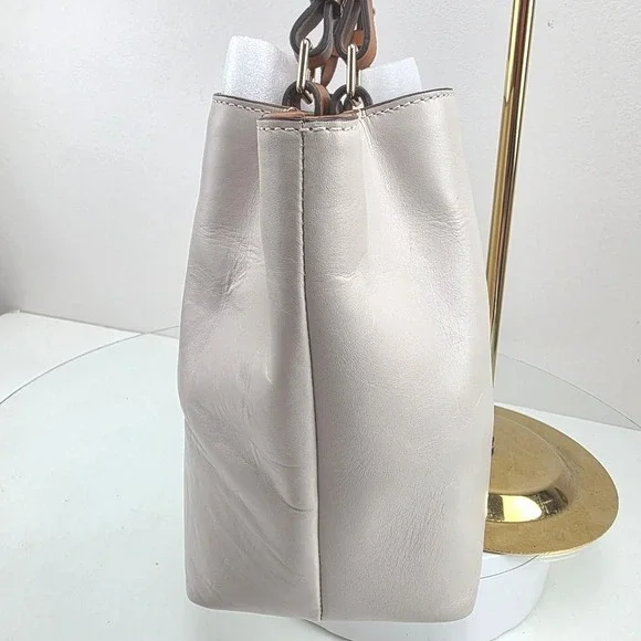 Dooney Bourke Small Barlow Flynn Tote Bag Leather Gray White Tan - Picture 3 of 15